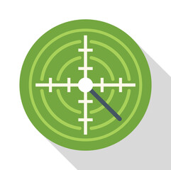 Obraz premium Radar screen displaying signal with crosshair and concentric circles, representing detection and tracking