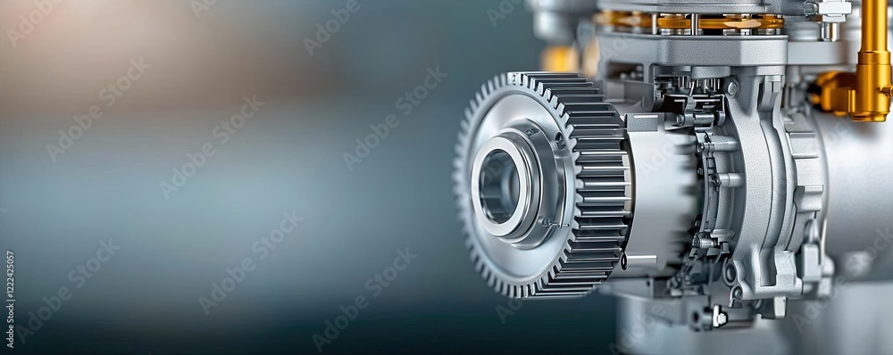 Poster Energy efficiency idea. Close-up of a precision-engineered mechanical component for modern machinery.