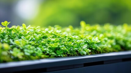 Green technology concept. Vibrant greenery showcasing lush foliage in a modern planter.