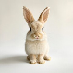 Obraz premium Cute cream rabbit animal bunny white.
