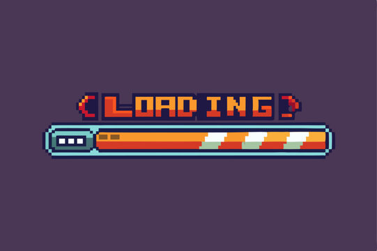 Retro pixelated loading bar design for gaming themes and ui elements