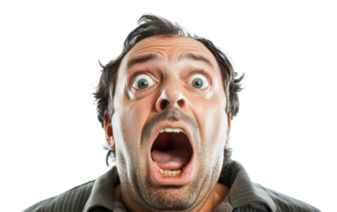 PNG Man expressing shock with wide eyes and open mouth