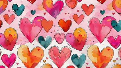 Seamless pattern with heart shape wishing card