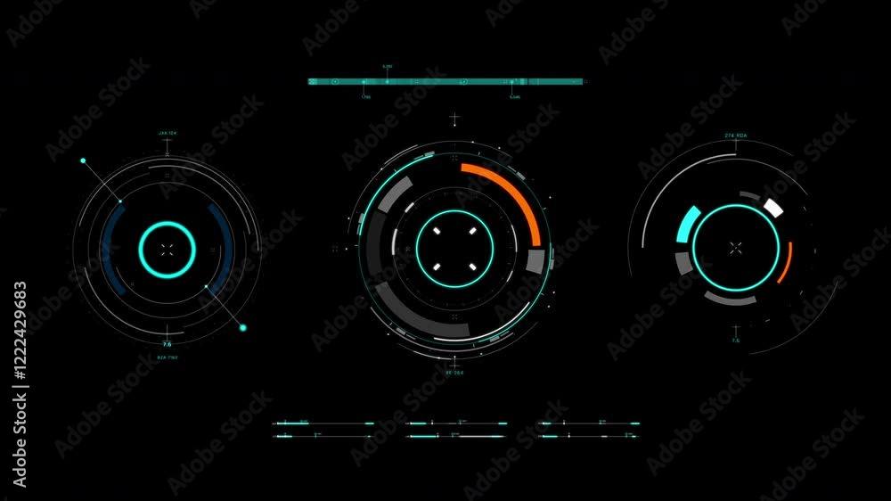 Poster circle shape rotate universal technology line and frame video overlay futuristic hud head up display