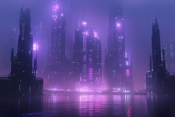 Nighttime view of a technologically advanced city