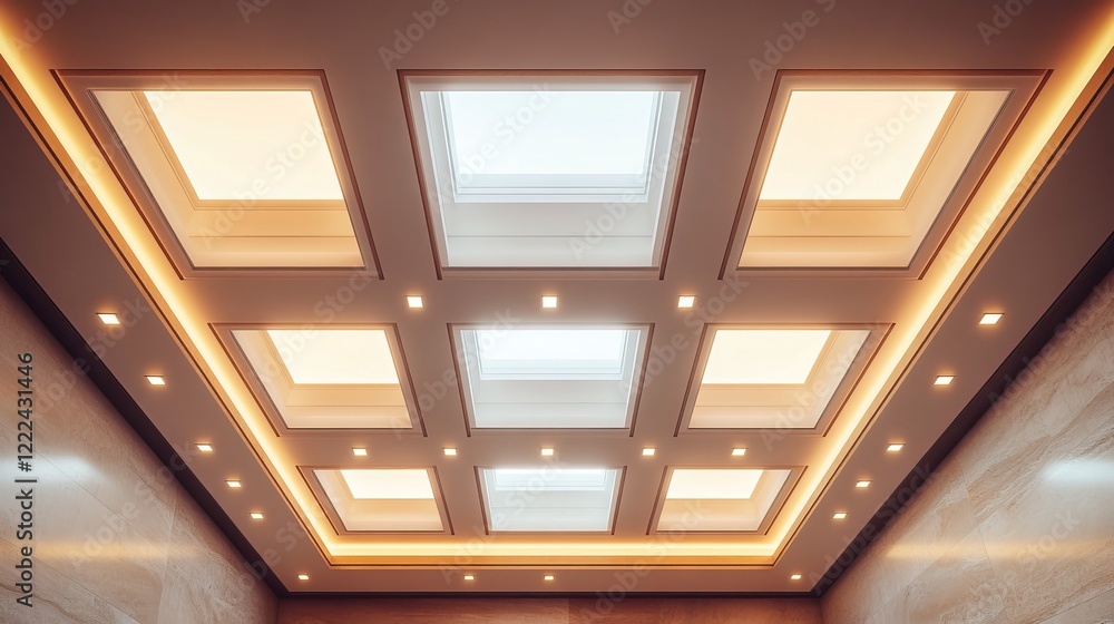 Poster cozy and inviting room with high ceiling and elegant light fixture illuminating the space creating a