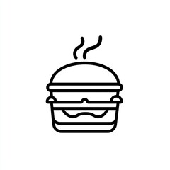 Hot Food Icon - Steaming Burger - Simple Graphic