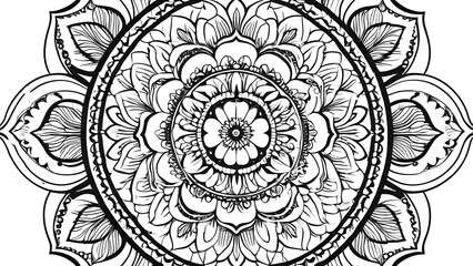 Flower mandala silhouette vector on white background       