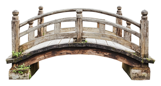 PNG Rustic wooden bridge in a peaceful setting