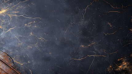 Dark Textured Background with Gold Veins and Rusty Edge