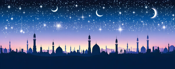 Starry Night Cityscape Muslim City Banner