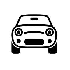 Naklejka premium Minimalist car front view icon in black and white style.