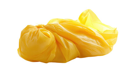 Yellow garbage trash bag on transparent background