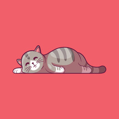 A Cat lying on the floor vector illustration. Animal, pet design concept.