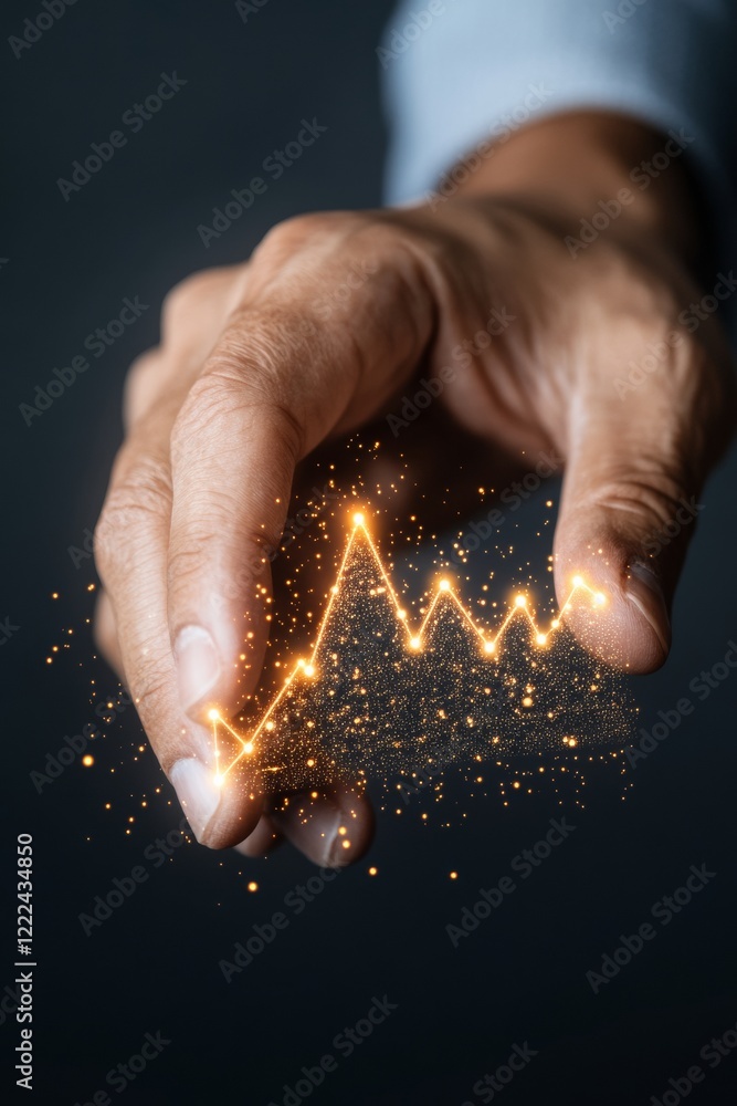 Leinwandbilder Futuristic Tech-Human Interface Hand with Dynamic Digital Waveform - Illuminating Multi-Factor Authentication and Cybersecurity in Advanced Business Applications