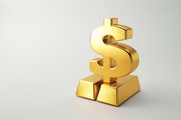 Obraz premium Golden Dollar Symbol Display Business 3D Render Minimalist Finance