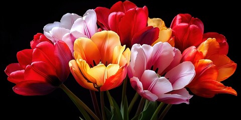 Fototapeta premium tulip flowers on black