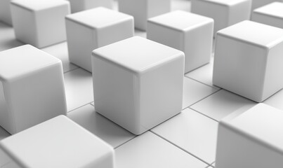 Abstract minimalist cubes, fluid design, 3d render, Generative AI