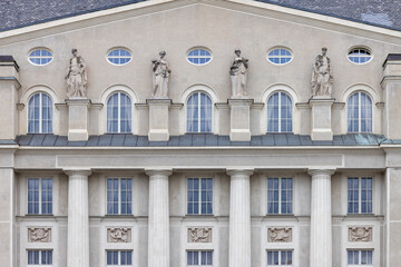 Obraz premium Historic hotel building at Zelny trh square (Cabbage Market), Brno, Czech Republic, Moravia
