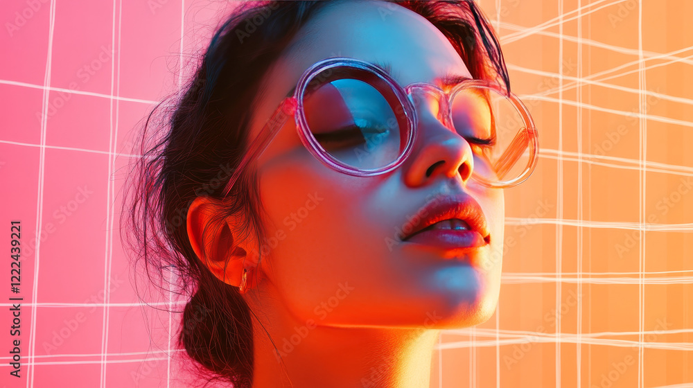 Poster poster design template in trendy y2k style with grid perspective pattern and objects. vector set of 