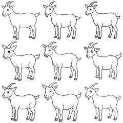 silhouette of a goat set outline coloring page 