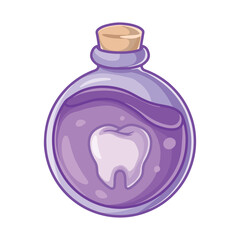 illustration art tooth on bottle sticker vector design	