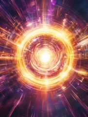 Obraz premium Abstract cosmic vortex with vibrant light and dynamic motion, a gateway to another dimension