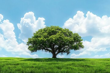 Obraz premium Summer Landscape with Grass Field Peaceful Nature Scene with Blue Sky and Green Meadow