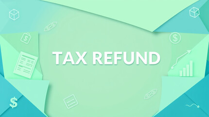 Fototapeta premium Tax Refund concept with Gradients background and Financial Icons
