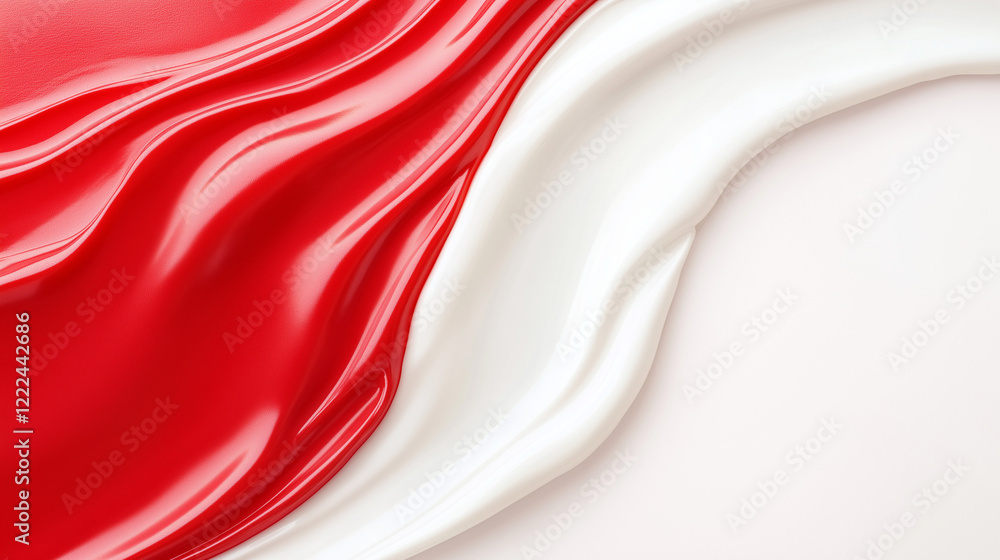 Aufkleber red and white abstract swirls: fluid, dynamic swirls of vibrant red and creamy white create a visual