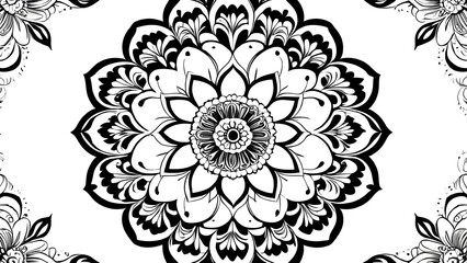 Flower mandala silhouette vector on white background       