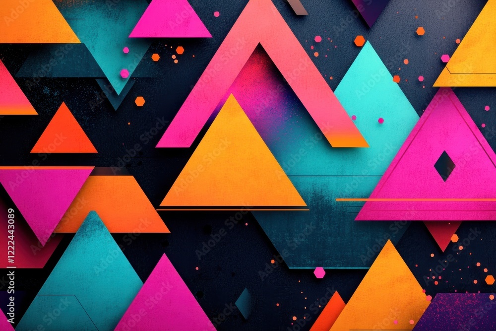 Poster a colorful abstract design of triangles and squares