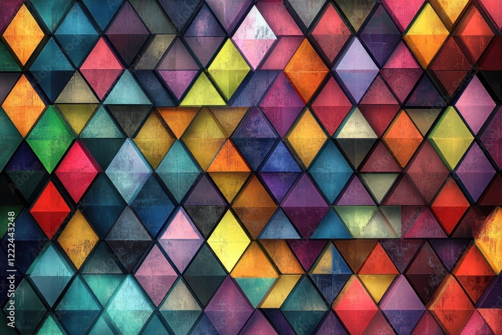Poster a colorful pattern of squares and triangles