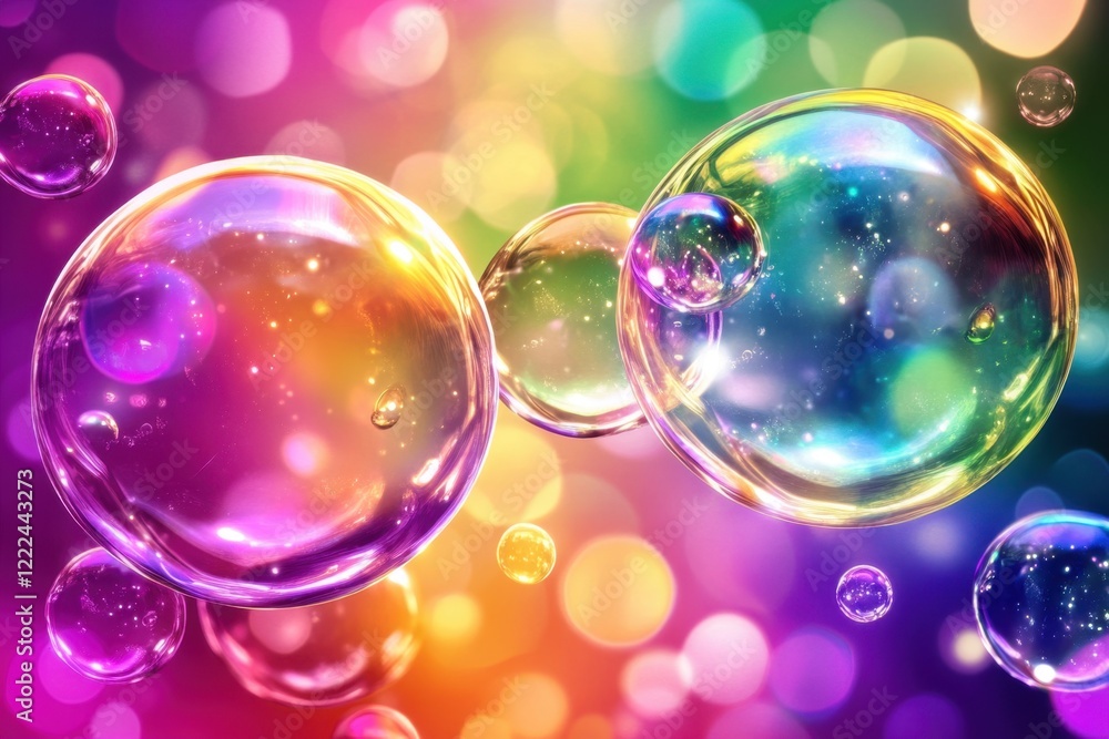 Poster a colorful image of many bubbles in various colors