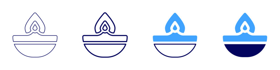 Diwali feast icon in 4 different styles. Thin Line, Line, Bold, and Bold Line. Duotone style. Editable stroke