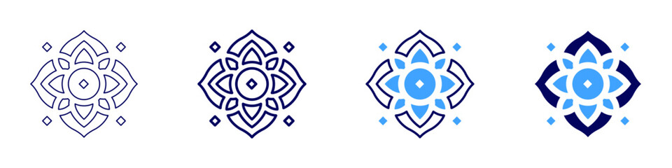 Diwali flower icon in 4 different styles. Thin Line, Line, Bold, and Bold Line. Duotone style. Editable stroke