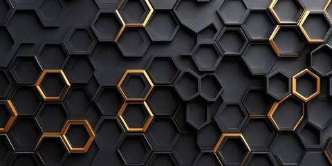 Abstract black geometric patterns, minimalist design, 3d render, Generative AI