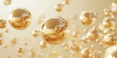 Abstract gold bubbles, minimalist design, 3d render, Generative AI