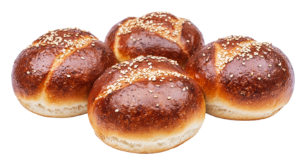 PNG Freshly baked golden brown sesame rolls on display