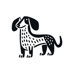 Vintage vector illustration of a dachshund in engraving style