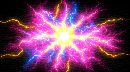 Vibrant Neon Lightning Explosion Abstract Background
