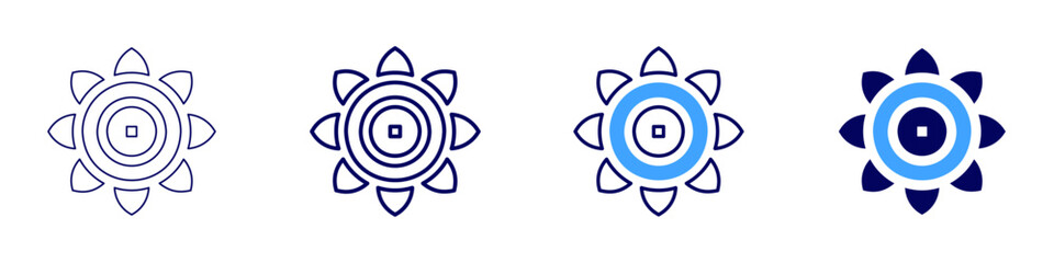 Diwali rangoli icon in 4 different styles. Thin Line, Line, Bold, and Bold Line. Duotone style. Editable stroke