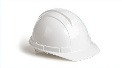 Hard Hat Safety: A close-up of a pristine white hard hat, essential safety gear for construction workers, symbolizing protection, durability, and a commitment to safety.  