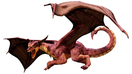 Fototapeta premium 3D Rendering Fairy Tale Dragon on White