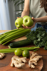 Fresh Green Ingredients for a Healthy Detox Drink