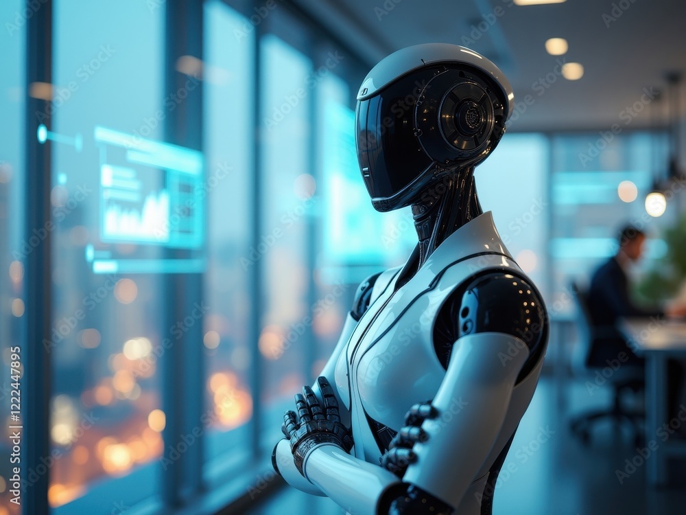 Aufkleber exploration of agentic ai in a modern office setting showcasing advanced technological capabilities 