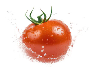 PNG Fresh tomato splashing in water with droplets