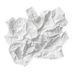 A crumpled white paper sheet, isolated on a white background