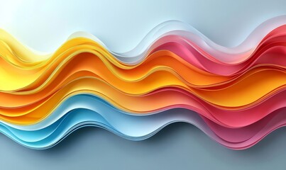 Abstract colorful waves, layered design, 3d render, Generative AI