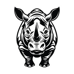 Fototapeta premium Strong black and white vector illustration of a rhino animal silhouette perfect for creative and graphic design projects